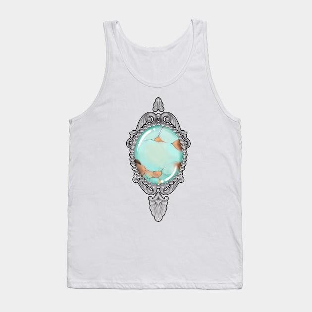 Vintage Turquoise birthstone frame Art Nouveau / version 2 Tank Top by Verre